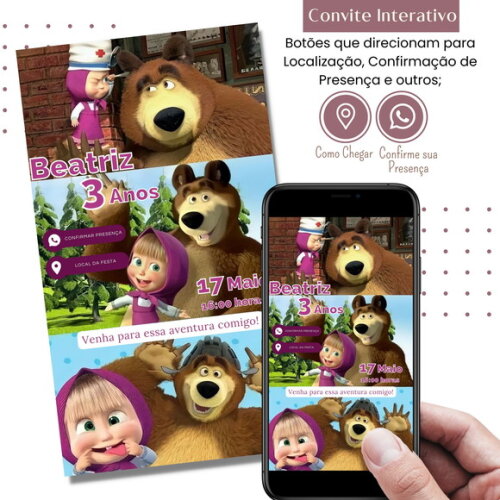 Convite Marsha e o Urso Digital Interativo Virtual