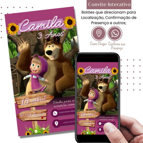 Convite Marsha e o Urso Digital Interativo Virtual