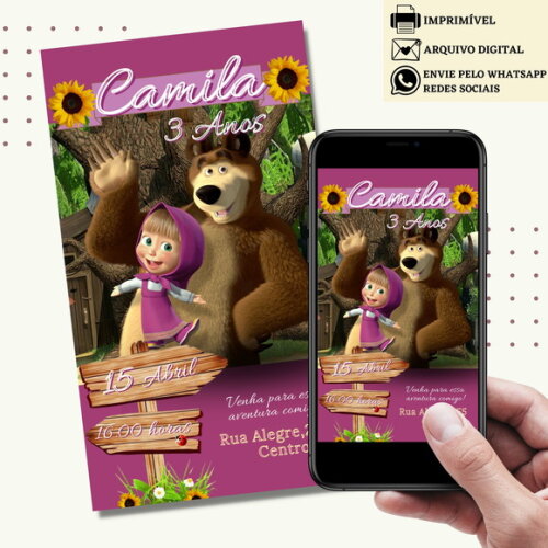 Convite Marsha e o Urso Digital Virtual