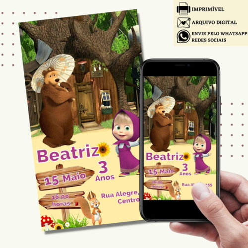 Convite Marsha e o Urso Digital Virtual