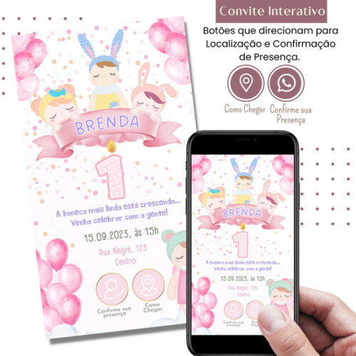 Convite Metoo Doll Boneca Digital Interativo Virtual
