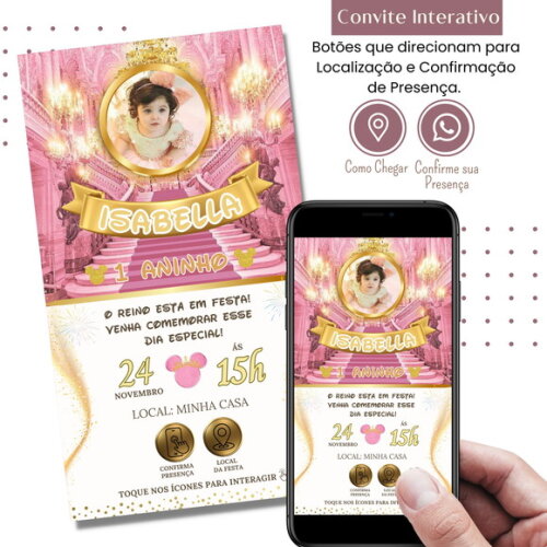 Convite Minnie Realeza Digital Interativo Virtual