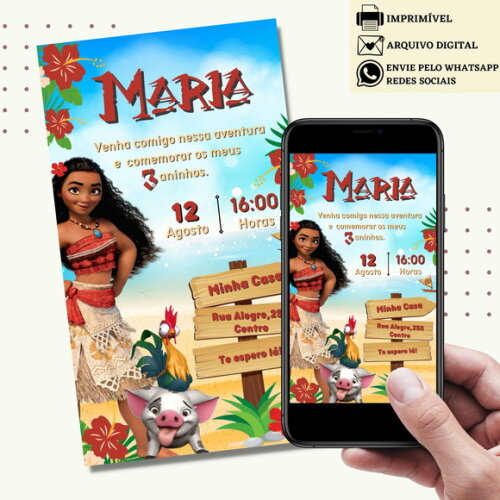 Convite Moana Digital Virtual