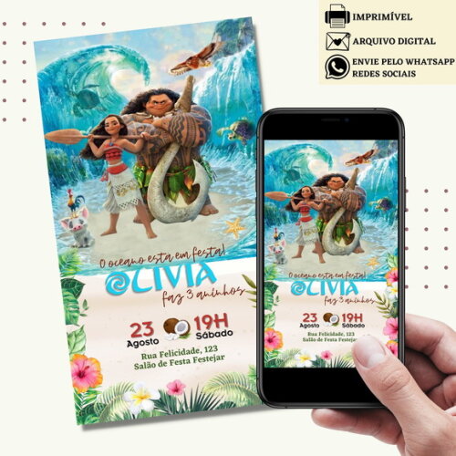 Convite Moana Digital Virtual