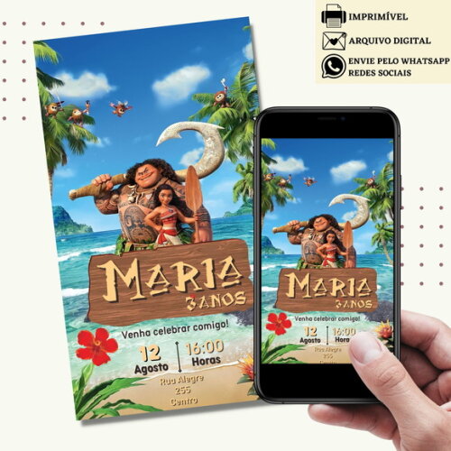 Convite Moana Digital Virtual