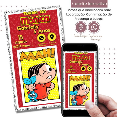 Convite Mônica Digital Virtual Interativo