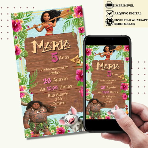 Convite Moana Digital Virtual