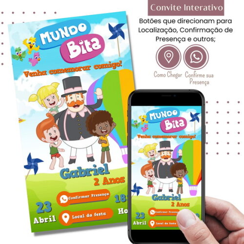 Convite Mundo Bita Digital Interativo Virtual
