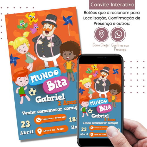 Convite Mundo Bita Digital Interativo Virtual