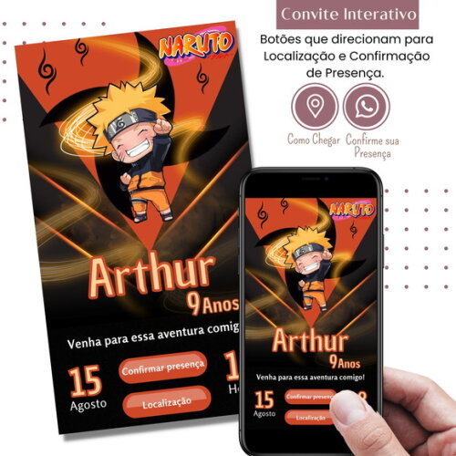 Convite Naruto Digital Interativo Virtual