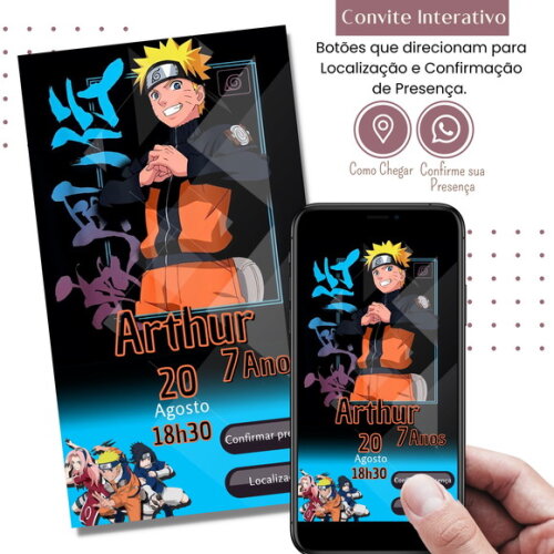 Convite Naruto Digital Interativo Virtual
