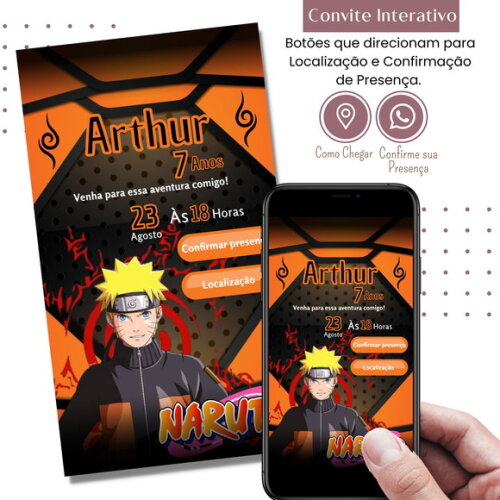 Convite Naruto Digital Interativo Virtual