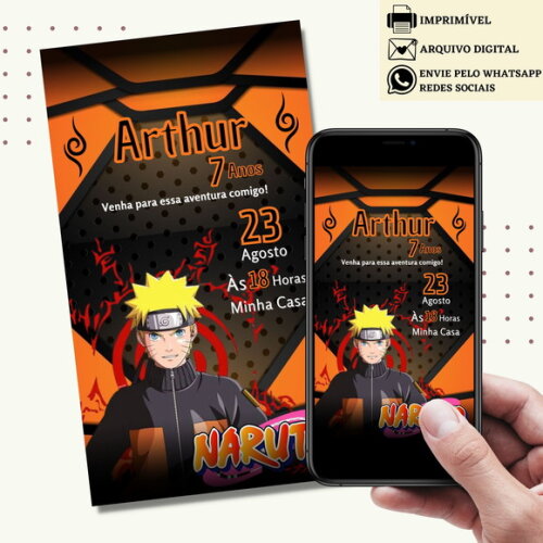 Convite Naruto Digital Virtual