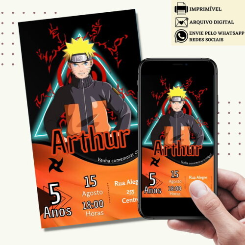 Convite Naruto Digital Virtual