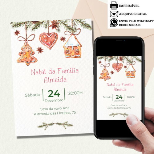 Convite Natal Ceia Confraternização Digital Virtual