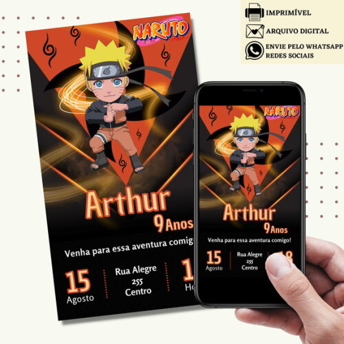 Convite Naruto Digital Virtual