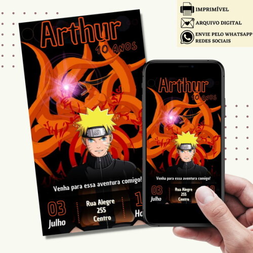 Convite Naruto Digital Virtual
