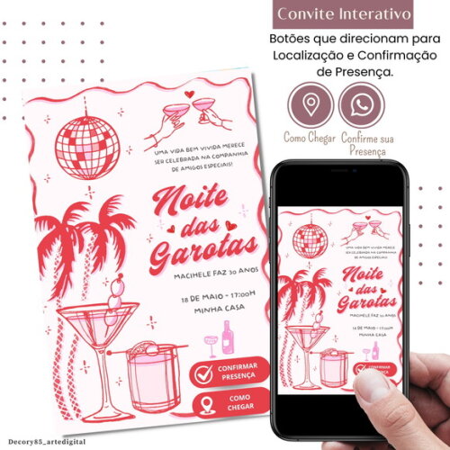 Convite Noite das Garotas Digital Interativo