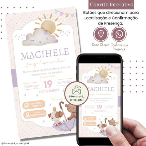 Convite Nuvem Chuva de Amor Virtual Digital Interativo