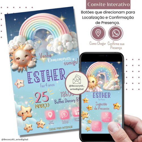 Convite Nuvem de Amor Sugestão de Presente Digital Virtual