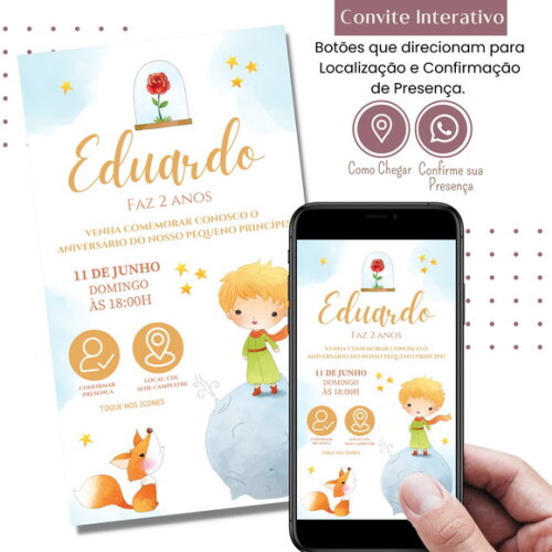Convite o Pequeno Príncipe Digital Interativo Virtual