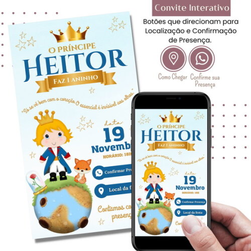 Convite o Pequeno Príncipe Digital Interativo Virtual