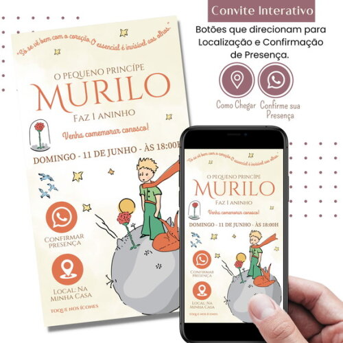 Convite o Pequeno Príncipe Digital Interativo Virtual