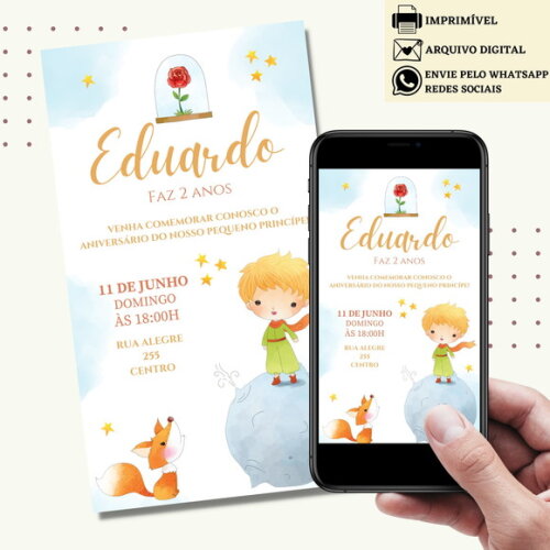 Convite o Pequeno Príncipe Digital Virtual