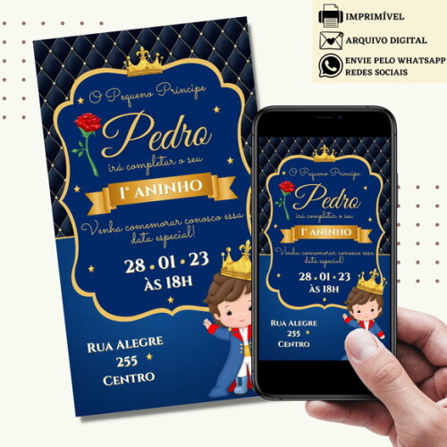 Convite o Pequeno Príncipe Digital Virtual