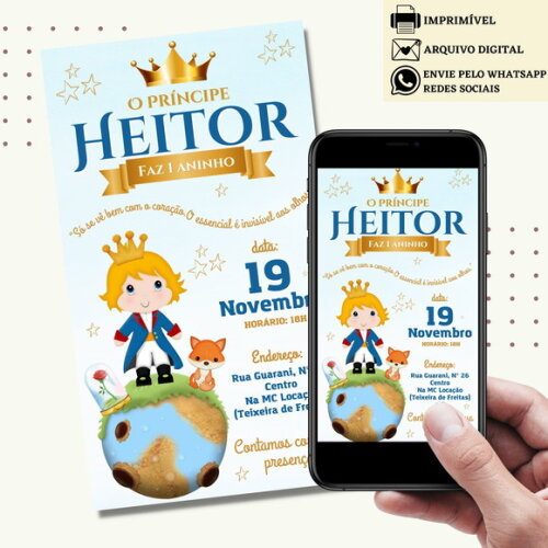 Convite o Pequeno Príncipe Digital Virtual