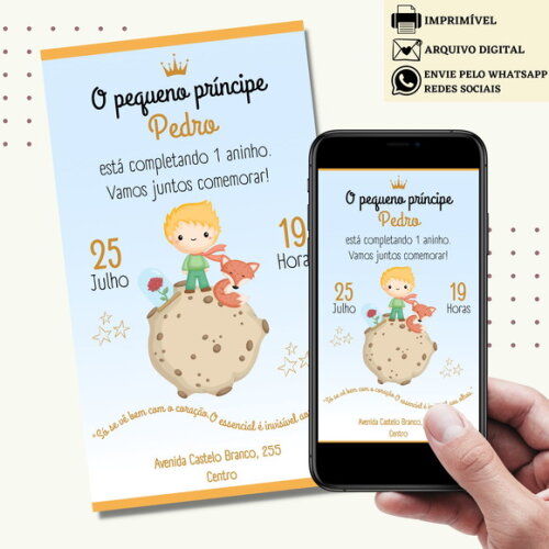 Convite o Pequeno Príncipe Digital Virtual