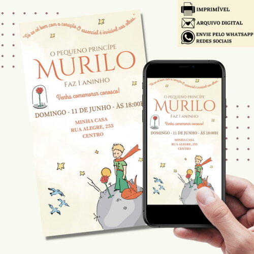 Convite o Pequeno Príncipe Digital Virtual