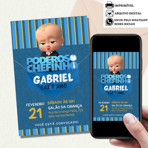 Convite o Poderoso Chefinho Digital Baby Boss Virtual