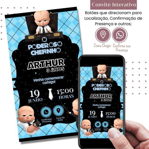 Convite o Poderoso Chefinho Digital Interativo Virtual