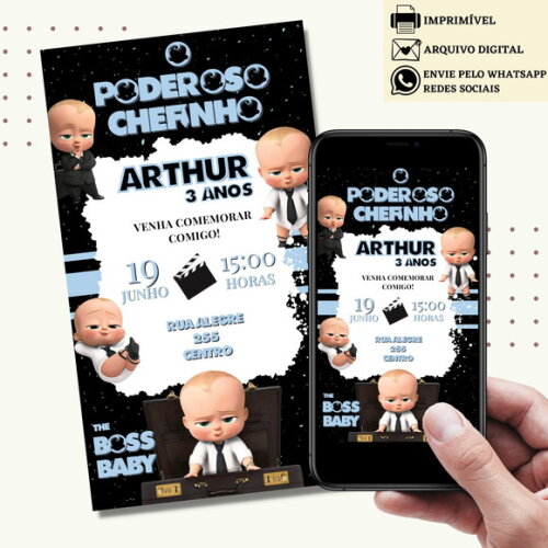 Convite o Poderoso Chefinho Digital Virtual Baby Boss