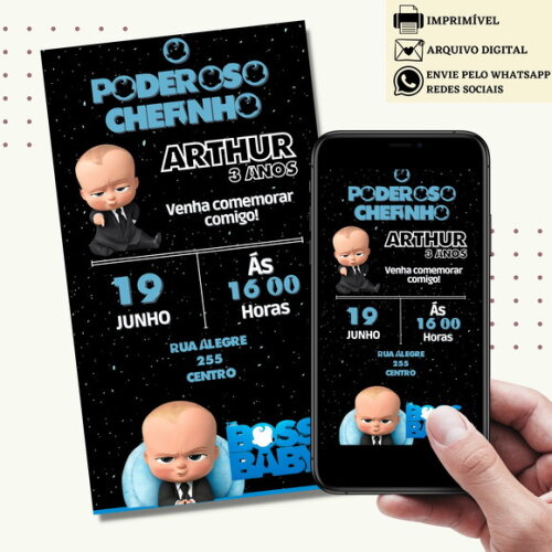 Convite o Poderoso Chefinho Digital Virtual Baby Boss