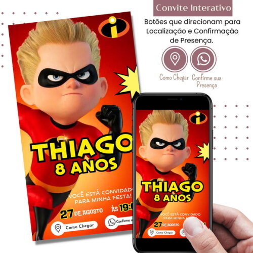 Convite os Incríveis Flecha Digital Interativo Virtual