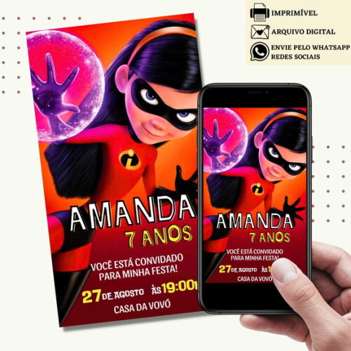 Convite os Incríveis Violeta Digital Virtual