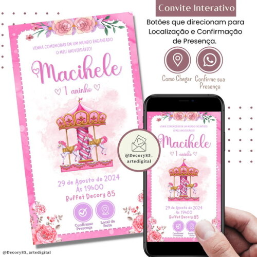 Convite Parque de Diversões Carrossel Digital Interativo