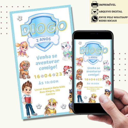 Convite Patrulha Canina Digital Virtual