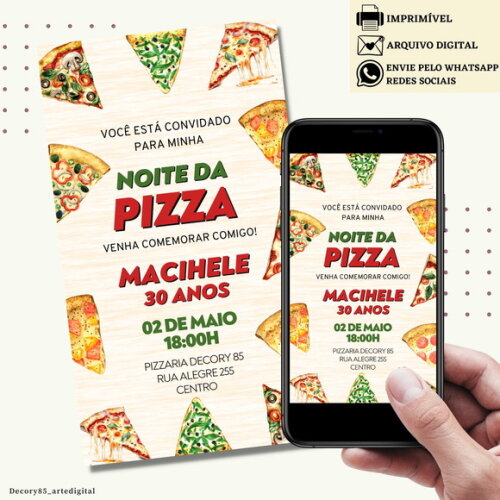 Convite Pizza Pizzaria Digital Virtual