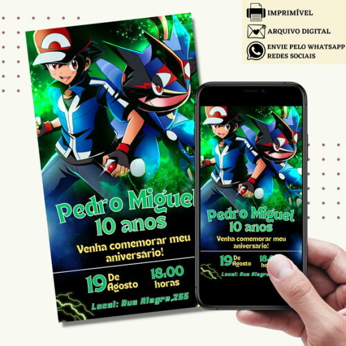 Convite Pokémon Digital Virtual
