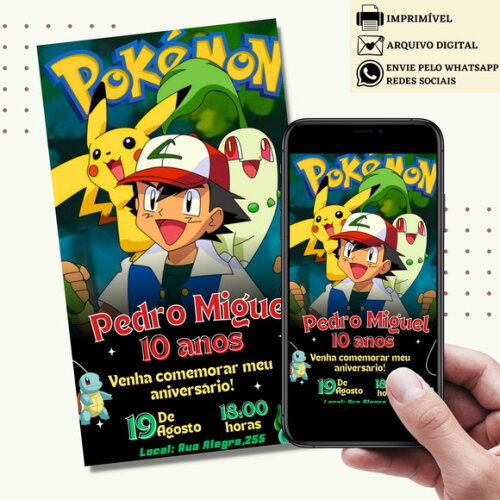 Convite Pokémon Digital Virtual