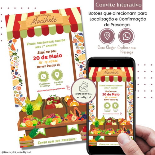 Convite Quitanda Quitandinha Feira Frutas Interativo Digital