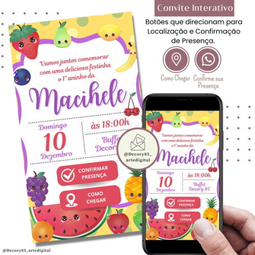 Convite Quitanda Quitandinha Feira Frutas Interativo Digital