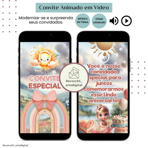 Convite Raio de Sol em Vídeo Animado com Música Digital