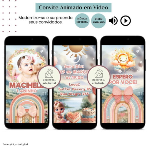 Convite Raio de Sol em Vídeo Animado com Música Digital