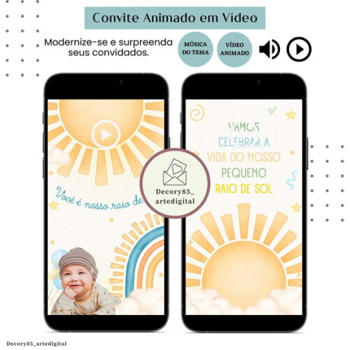 Convite Raio de Sol em Vídeo Animado com Música Digital