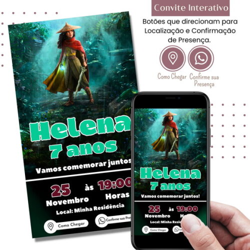 Convite Raya e o Último Dragão Digital Interativo Virtual
