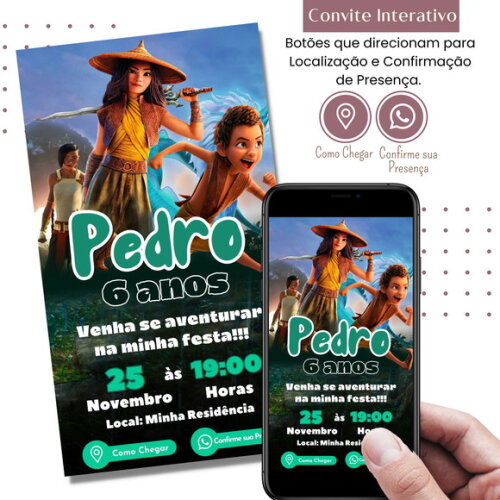 Convite Raya e o Último Dragão Digital Interativo Virtual